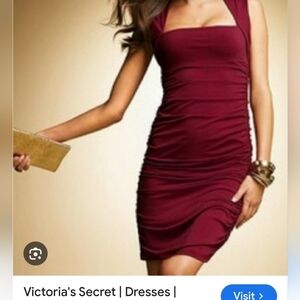 Moda International/Victoria Secret, Deep Red Square Neck Midi Dress